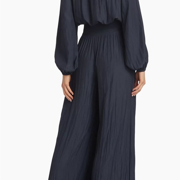 Ramy Brook Lea Crinkle Wide Leg Jumpsuit‎ in Navy - Picture 4 of 16